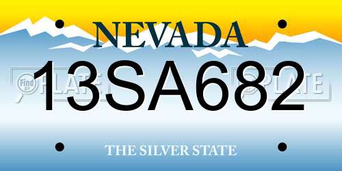 13SA682 Nevada License Plate