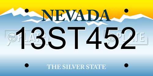 13ST452 Nevada License Plate