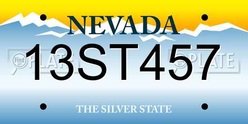 13ST457 Nevada License Plate