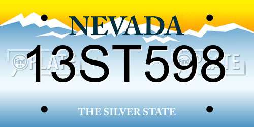 13ST598 Nevada License Plate