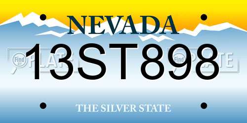 13ST898 Nevada License Plate