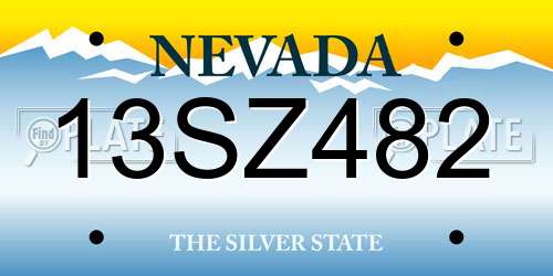 13SZ482 Nevada License Plate