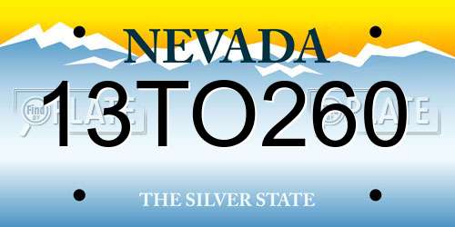 13TO260 Nevada License Plate