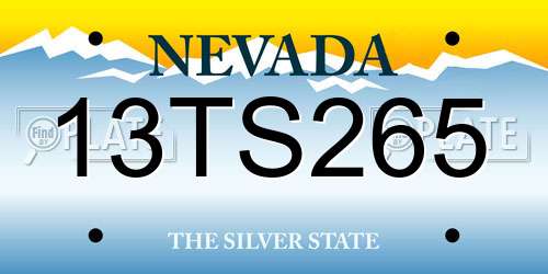13TS265 Nevada License Plate