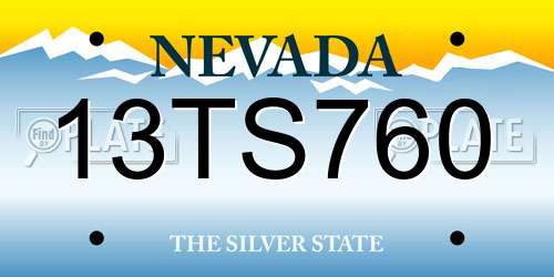 13TS760 Nevada License Plate