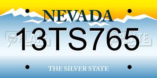13TS765 Nevada License Plate