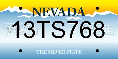 13TS768 Nevada License Plate