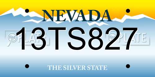 13TS827 Nevada License Plate