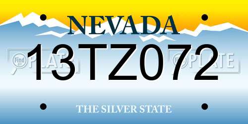 13TZ072 Nevada License Plate