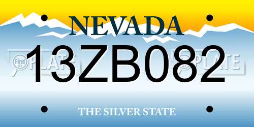 13ZB082 Nevada License Plate
