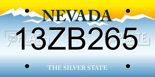 13ZB265 Nevada License Plate