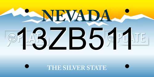 13ZB511 Nevada License Plate