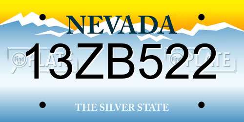13ZB522 Nevada License Plate