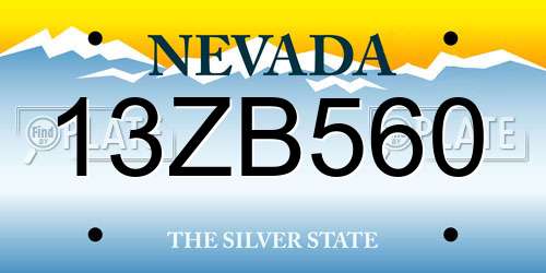 13ZB560 Nevada License Plate