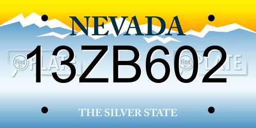 13ZB602 Nevada License Plate