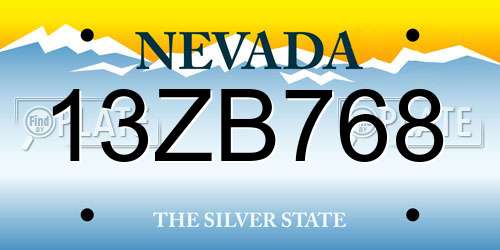 13ZB768 Nevada License Plate