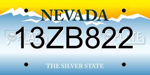 13ZB822 Nevada License Plate