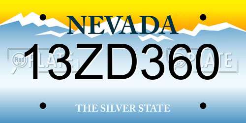 13ZD360 Nevada License Plate