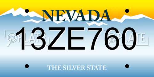 13ZE760 Nevada License Plate