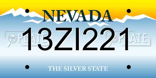 13ZI221 Nevada License Plate