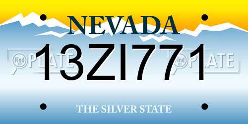 13ZI771 Nevada License Plate