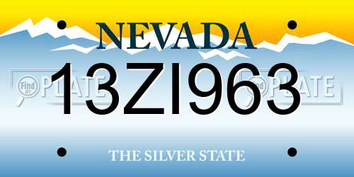 13ZI963 Nevada License Plate