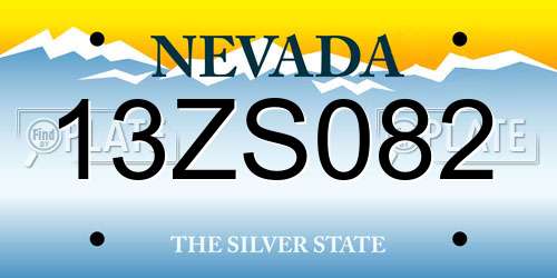 13ZS082 Nevada License Plate