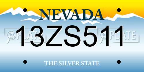 13ZS511 Nevada License Plate