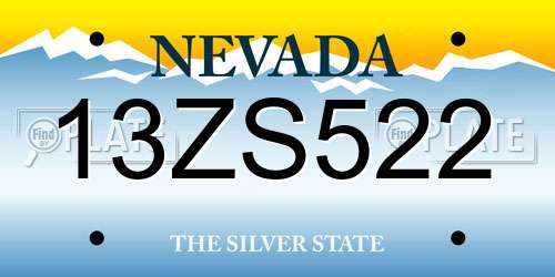 13ZS522 Nevada License Plate