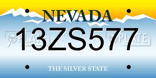 13ZS577 Nevada License Plate