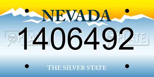 1406492 Nevada License Plate