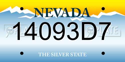 14093D7 Nevada License Plate