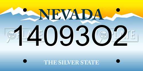 14093O2 Nevada License Plate