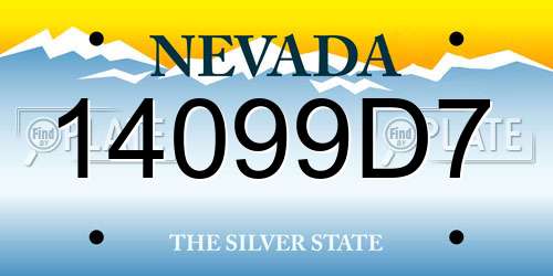 14099D7 Nevada License Plate