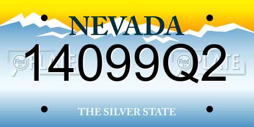 14099Q2 Nevada License Plate
