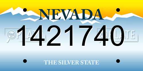 1421740 Nevada License Plate