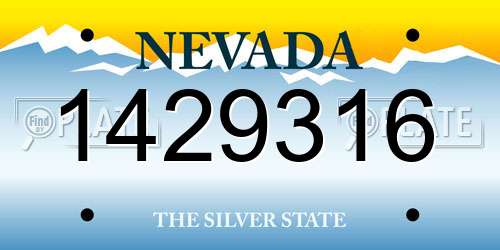 1429316 Nevada License Plate