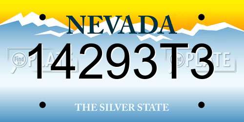 14293T3 Nevada License Plate