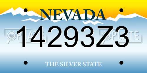 14293Z3 Nevada License Plate