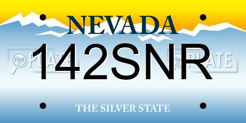 142SNR Nevada License Plate