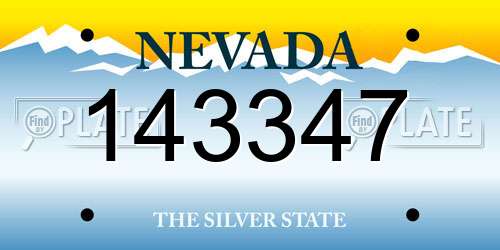 143347 Nevada License Plate