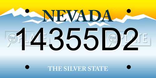 14355D2 Nevada License Plate