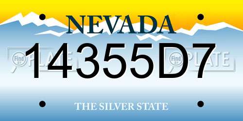 14355D7 Nevada License Plate