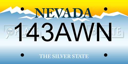 143AWN Nevada License Plate