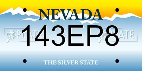 143EP8 Nevada License Plate
