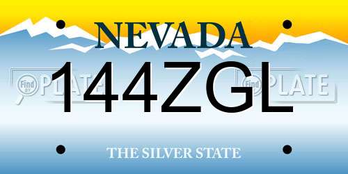 144ZGL Nevada License Plate