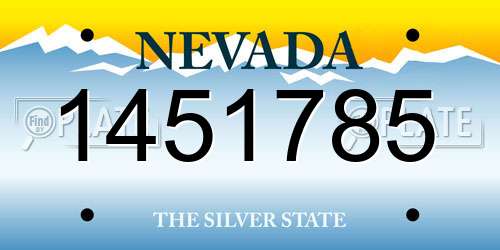 1451785 Nevada License Plate