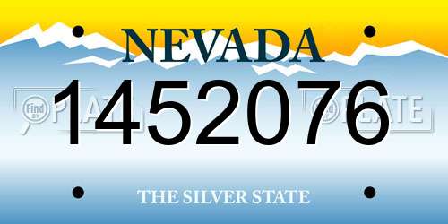 1452076 Nevada License Plate