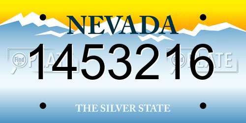 1453216 Nevada License Plate
