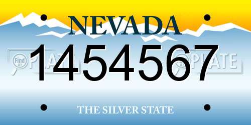 1454567 Nevada License Plate